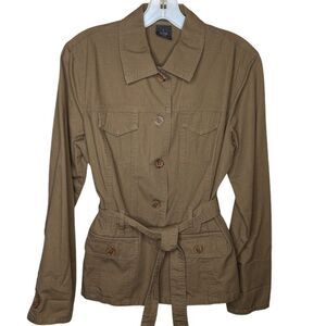 French Cuff Cotton Belted Jacket